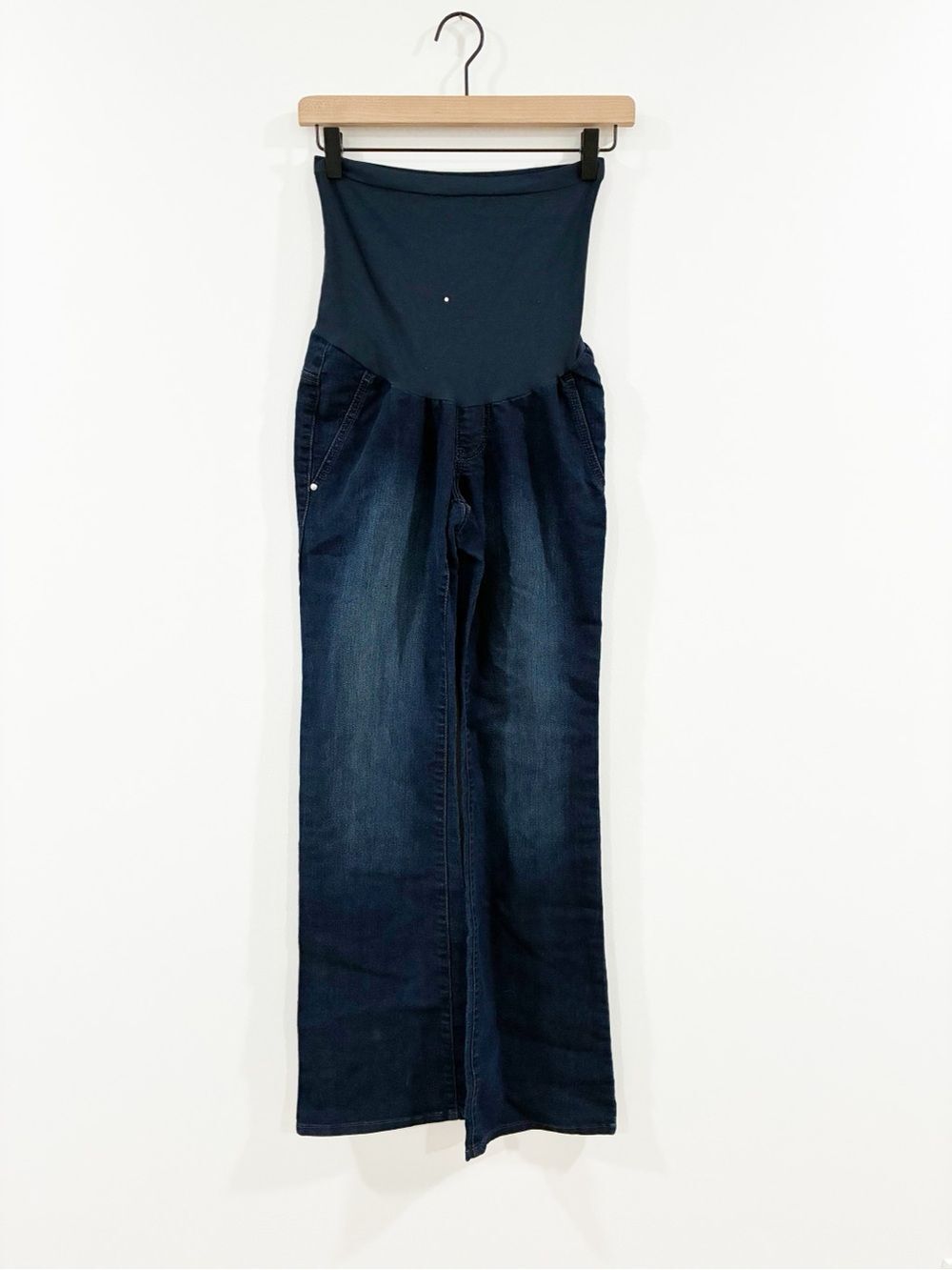 Indigo Blue maternity jeans wide leg flare dark wash XS